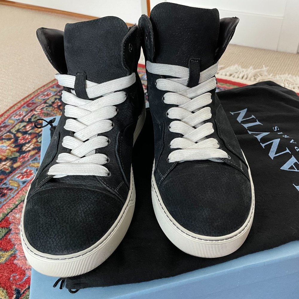Lanvin Mid Top Sneakers - Black Calfskin Nubuck. UK size 10 (fits like US 11.5)
